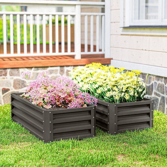 2er Set Hochbeet Metall Gartenbeet Stahl Pflanzbeet