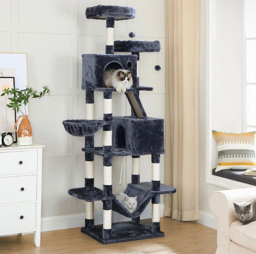 Kratzbaum XXL 206cm Katzenbaum Deckenhoch Grau