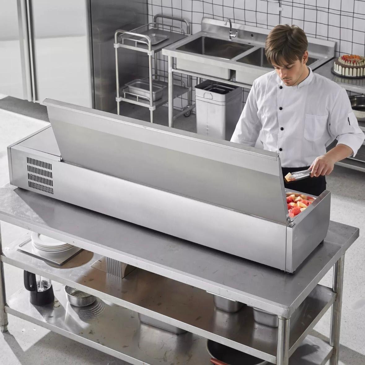Kühlvitrine Gastronomie 165W Edelstahl Saladette 2–8°C
