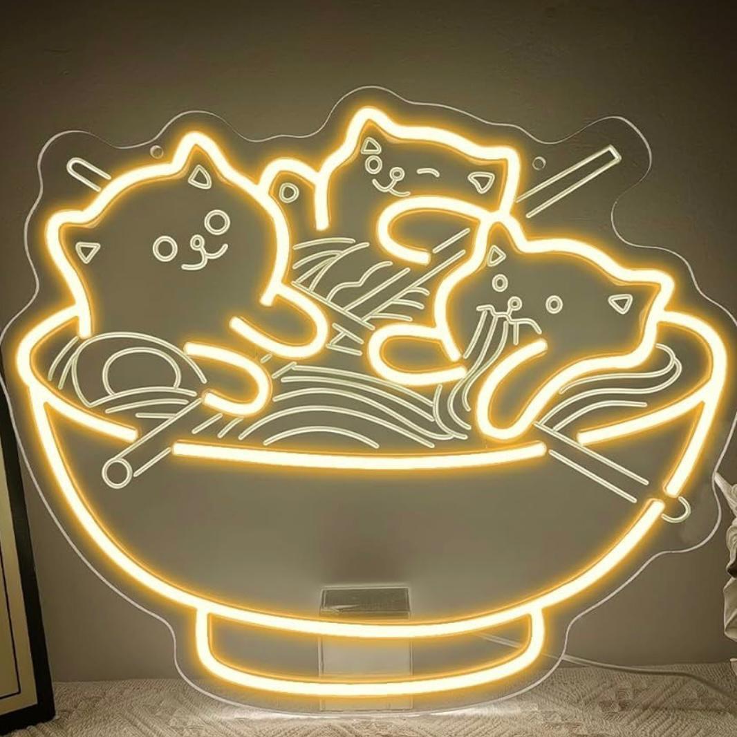 LED Neon Schild Katzen Ramen