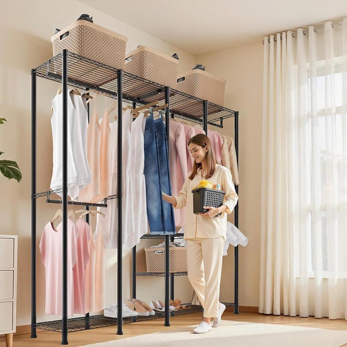 Offener Kleiderschrank XXL mit 10 Regalen & 4 Kleiderstangen extrem belastbar