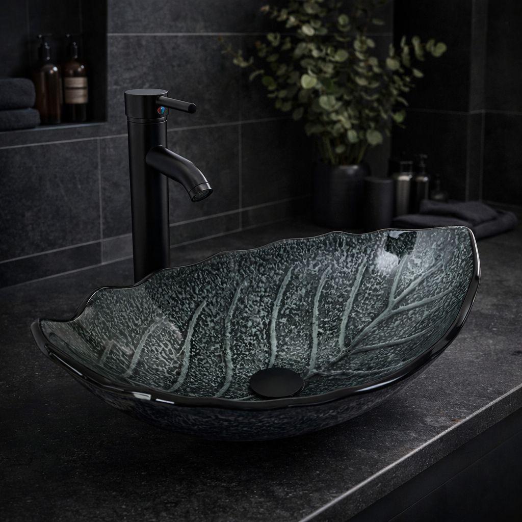 Glaswaschbecken Aufsatzwaschbecken Set Wasserhahn Glasbecken modern