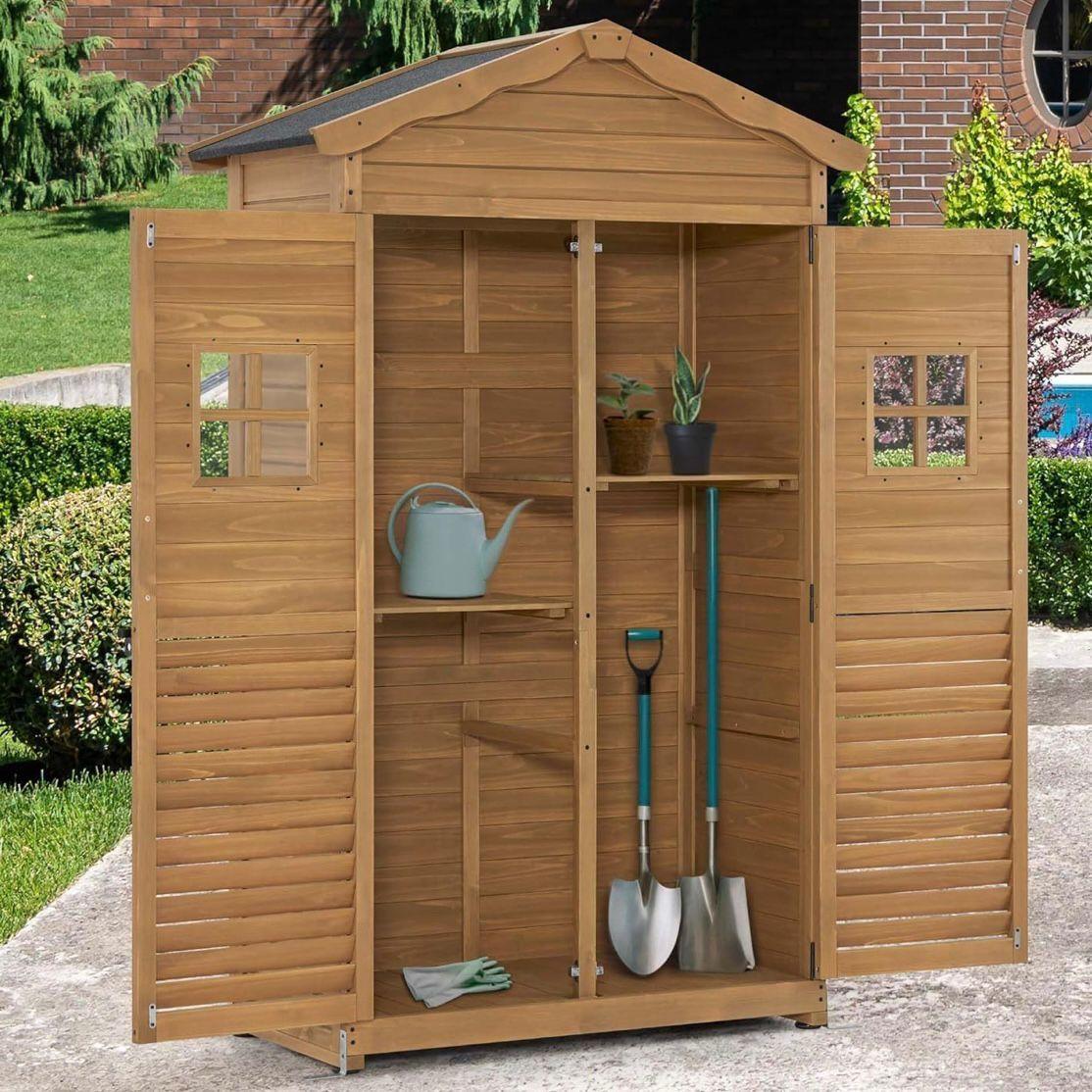 Gartenschrank Geräteschrank Holz Outdoor Geräteschuppen Garten
