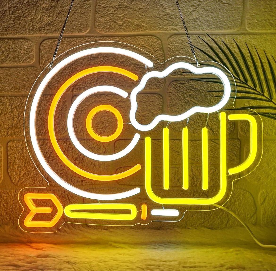 LED Neon Schild Darts & Bier