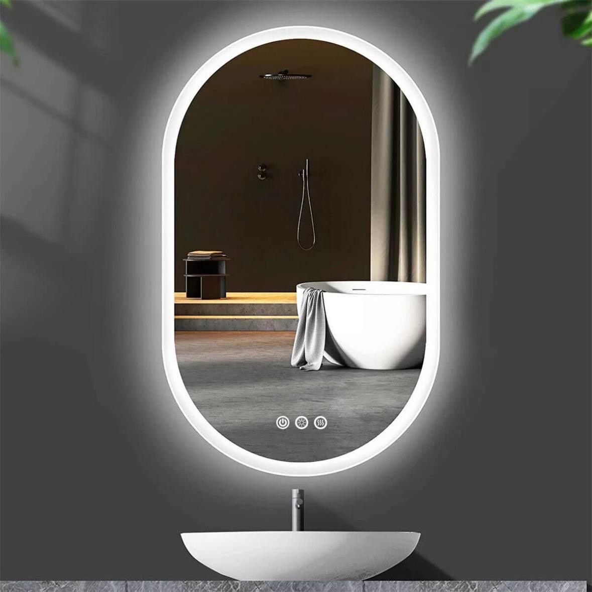 LED Badspiegel 80×50 cm Oval – Wandspiegel mit Beleuchtung, Touch & Anti-Beschlag