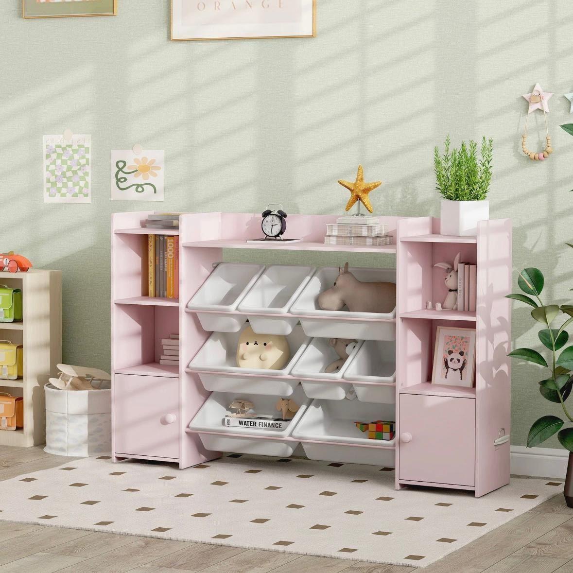 Kinderregal mit Boxen Rosa Spielzeugregal