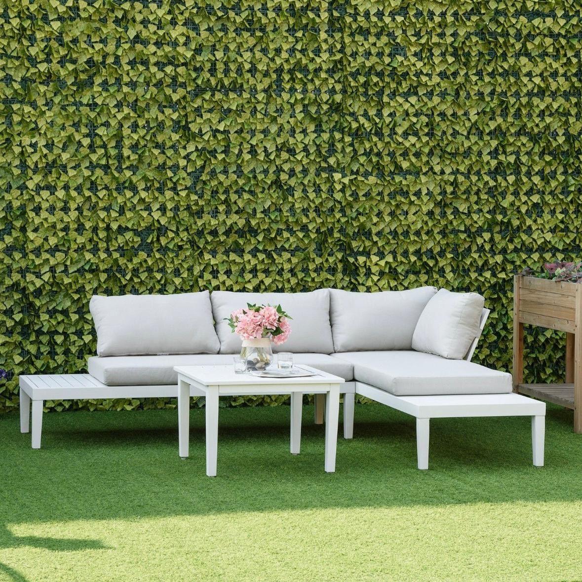 Gartenmöbel Set Aluminium Lounge 3-teilig Cremeweiß