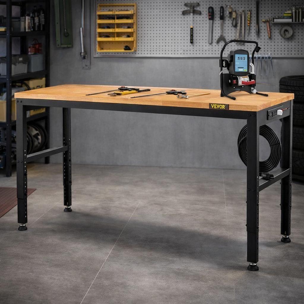 Höhenverstellbare Werkbank mit Steckdosenleiste 122cm bis 900kg