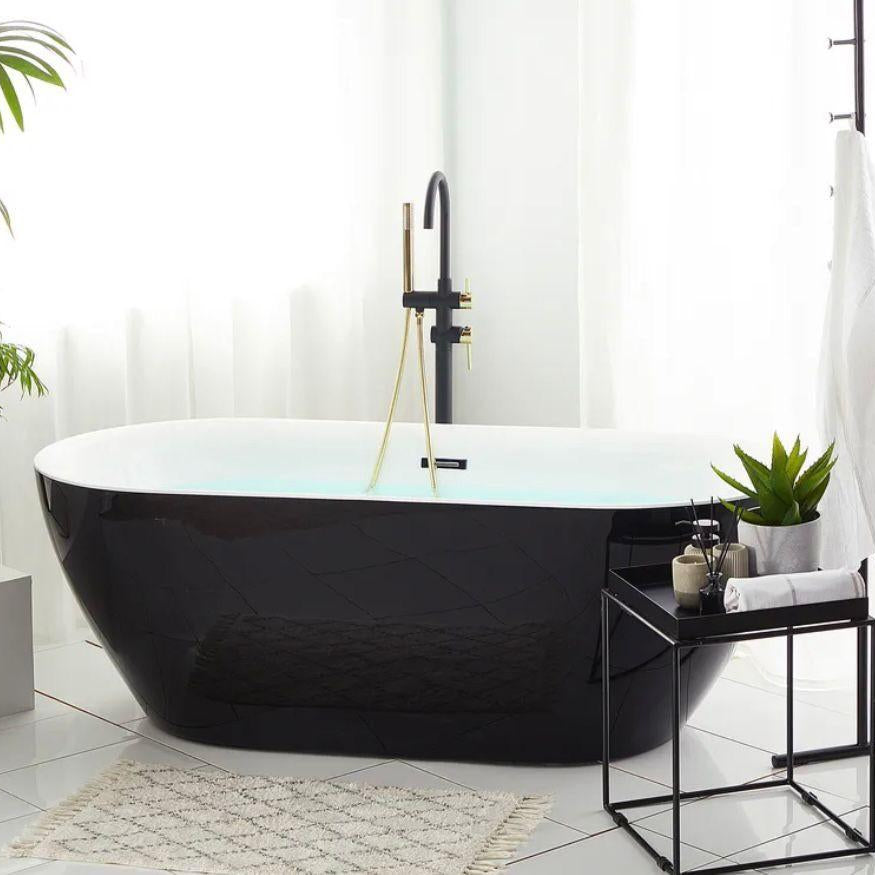 Freistehende Badewanne 160 cm Schwarz Oval
