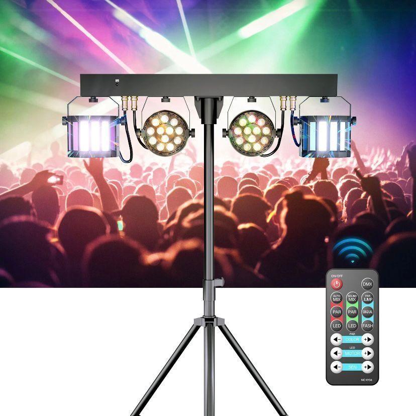 LED Bühnenlicht Set mit Stativ 2×PAR + 2×Derby RGBW