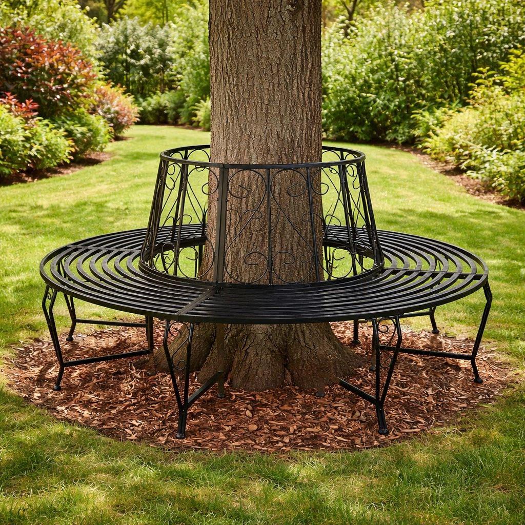 Runde Metall Gartenbank 163cm Baum Sitzbank