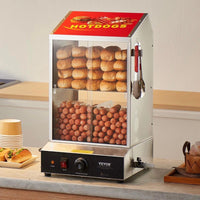 Hot Dog Dampfgarer 2 Etagen mit Brötchenwärmer Edelstahl Gastro