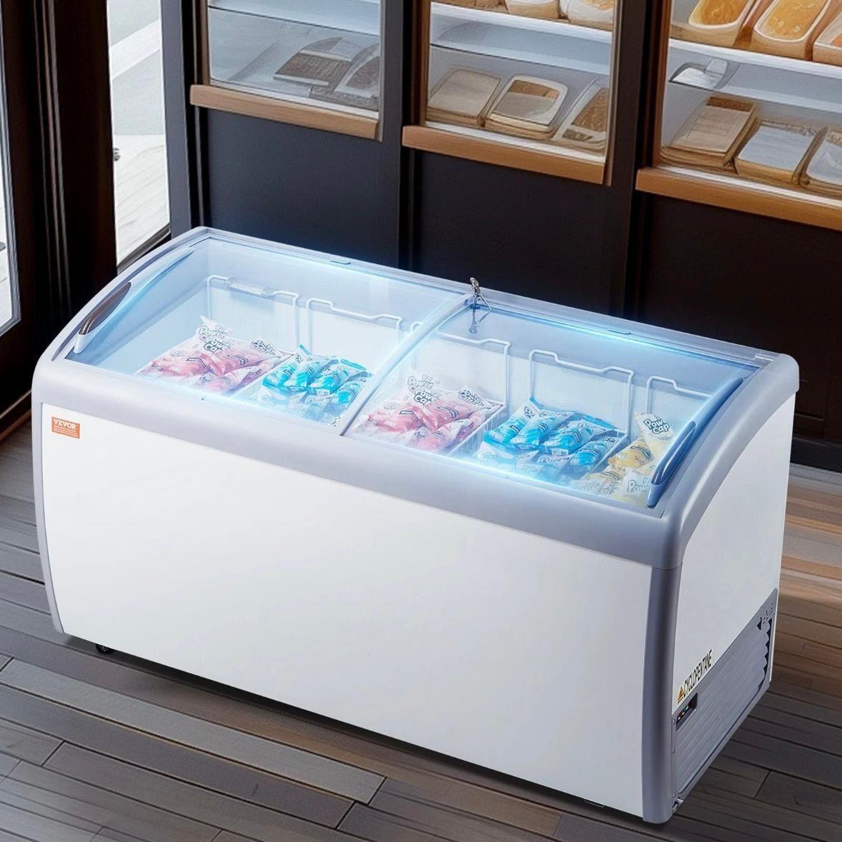 Eisvitrine 362L Tiefkühltruhe mit LED & Glasschiebetüren