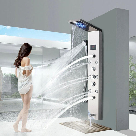 Duschpaneel Edelstahl Duschsäule mit Regendusche Wasserfall Massage Handbrause
