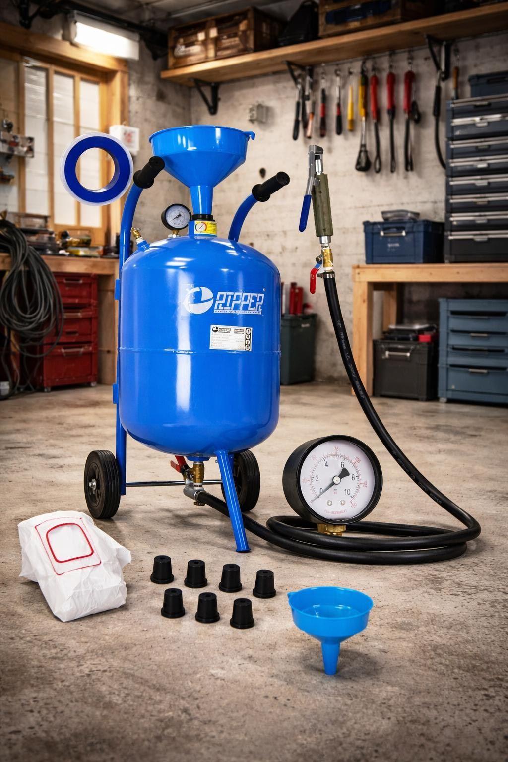 Siphon-Sandstrahler 38L mit Zubehör & 5 Düsen