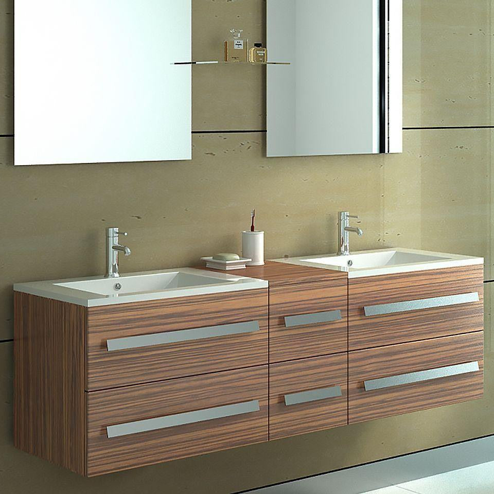 Badmöbel Set Doppelwaschtisch 150cm Holzoptik Zebra