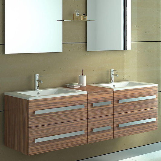 Badmöbel Set Doppelwaschtisch 150cm Holzoptik Zebra