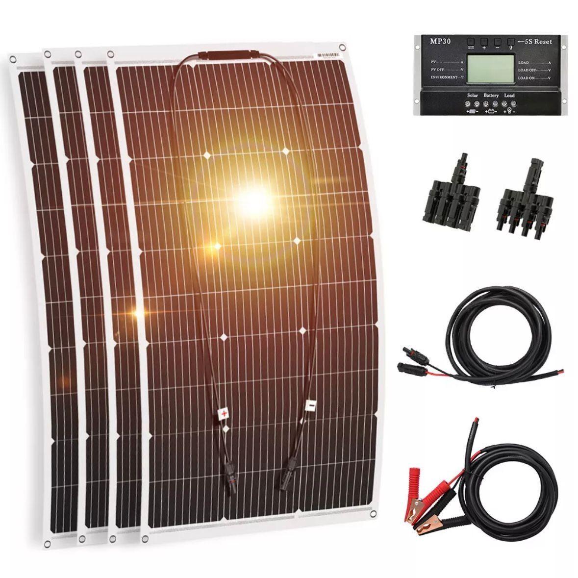 4×100W Flexibles Solarpanel Set 400W  12V ultradünn