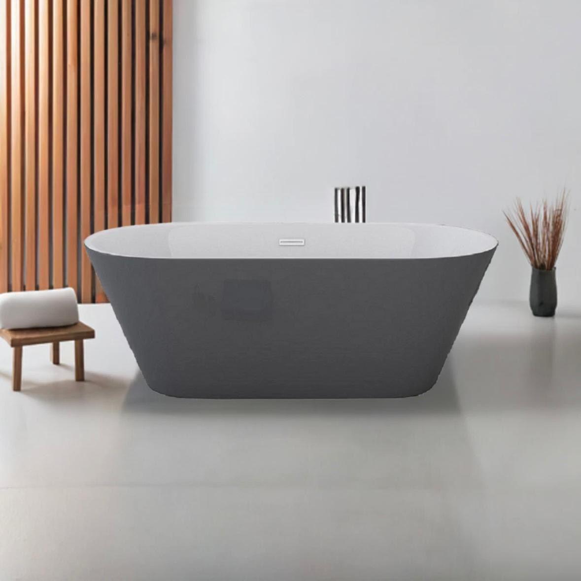 Freistehende Badewanne Lausanne Grau 170 cm – Design Acryl Wanne