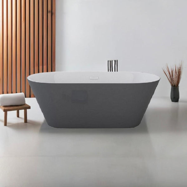 Freistehende Badewanne Lausanne Grau 170 cm – Design Acryl Wanne