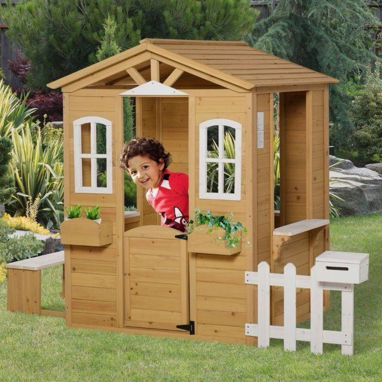 Holz Kinderspielhaus Gartenhaus mit Bank