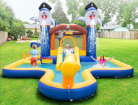Aufblasbare Hüpfburg mit Wasserrutsche & Pool – Kinder Spielburg Garten