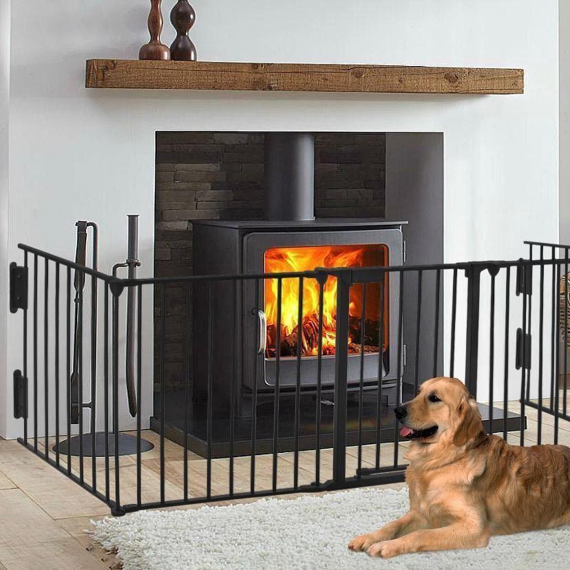 5tlg Kaminschutzgitter mit Tür Sicherheitsgitter Kamin Ofenschutz