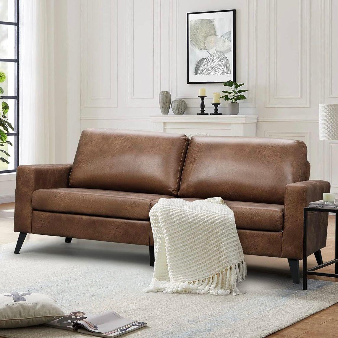 Modernes 3-Sitzer Sofa Stoff mit Massivholzrahmen