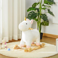 Schaukelpferd Einhorn 2in1 Plüsch mit Rollen & Sound