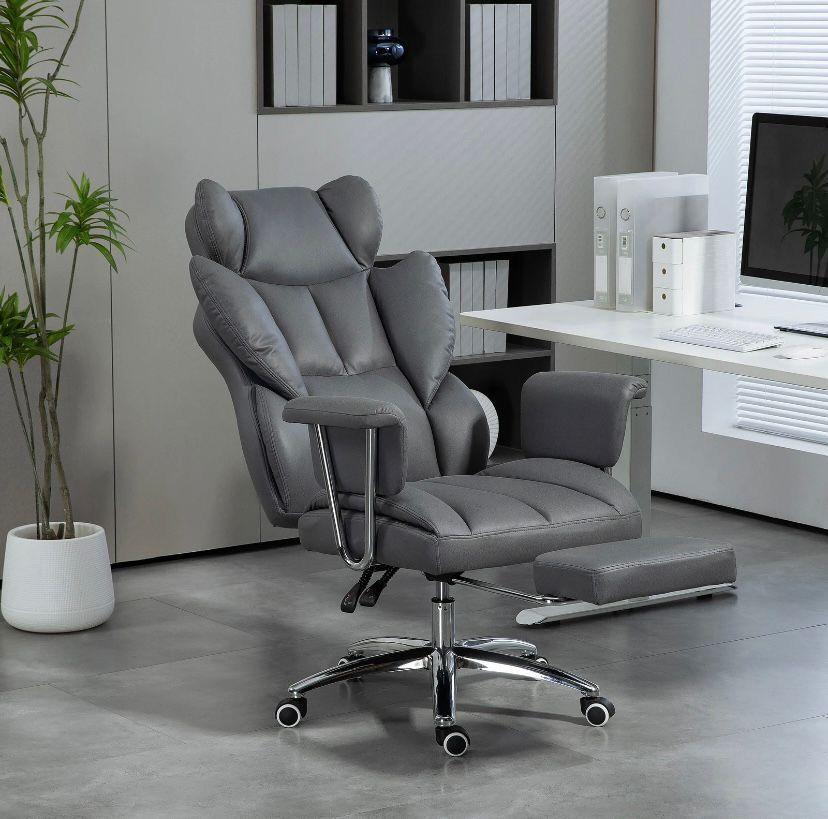Ergonomischer Bürostuhl mit Liegefunktion Fußstütze & Mikrofaserbezug