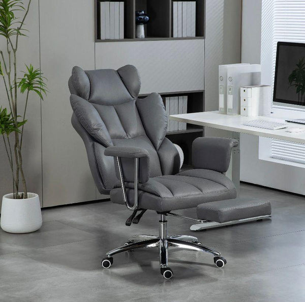 Ergonomischer Bürostuhl mit Liegefunktion Fußstütze & Mikrofaserbezug