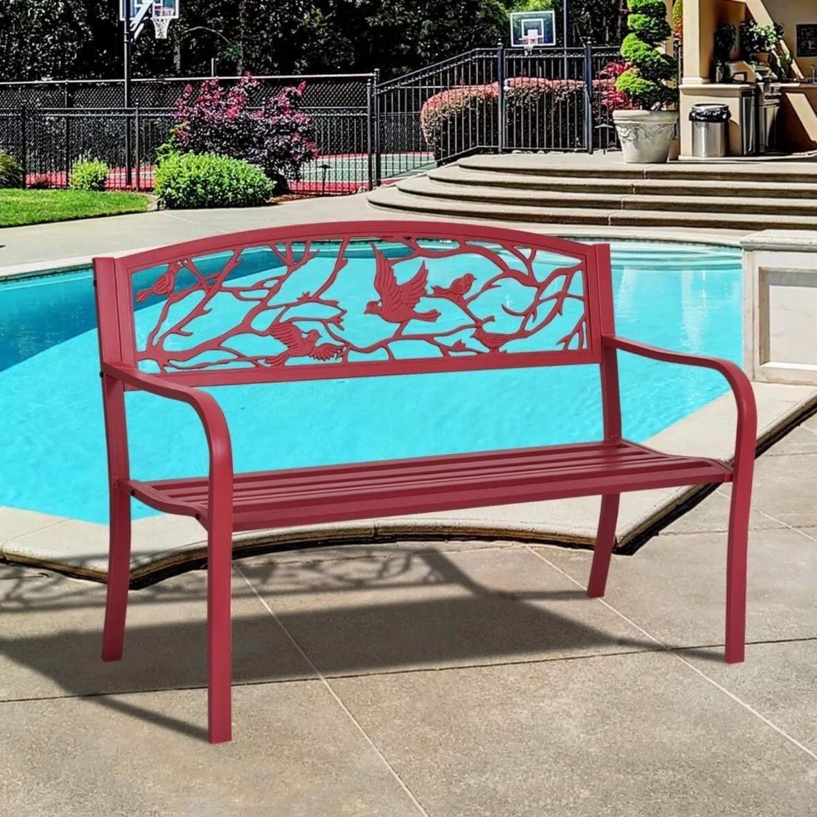 Gartenbank Metall Parkbank Rot Sitzbank Terrasse Balkon