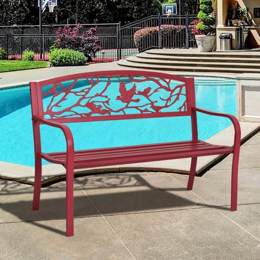 Gartenbank Metall Parkbank Rot Sitzbank Terrasse Balkon
