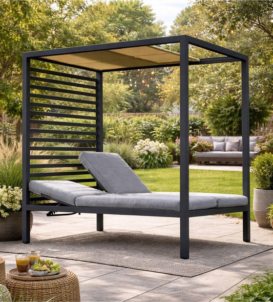 Liegepavillon Garten Pavillon Relaxliege Aluminium