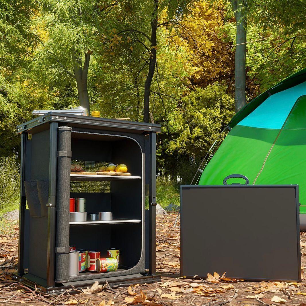 Faltbare Campingküche mit Arbeitsplatte & Stauraum
