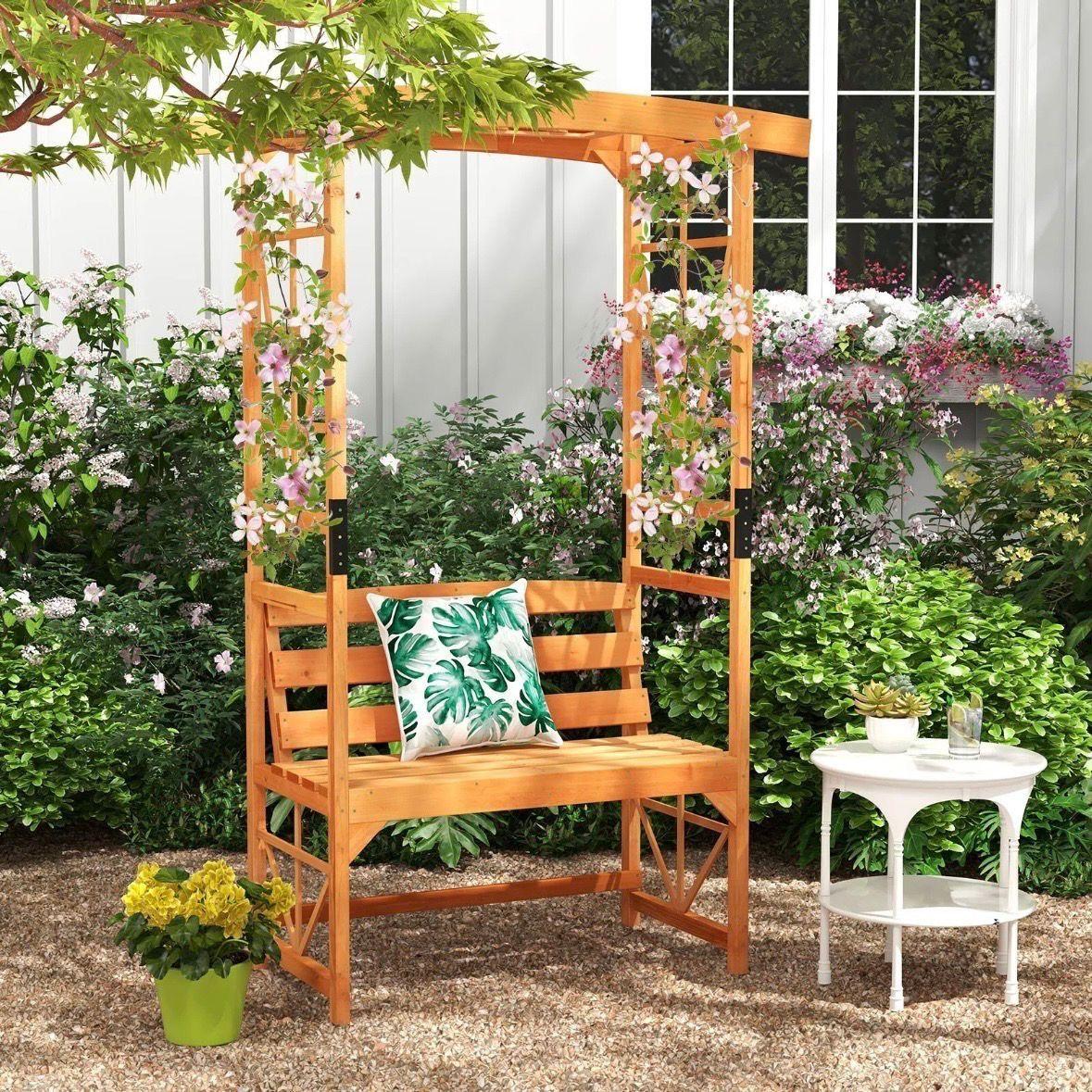 Gartenbogen mit Bank Holz Rankhilfe 189 cm