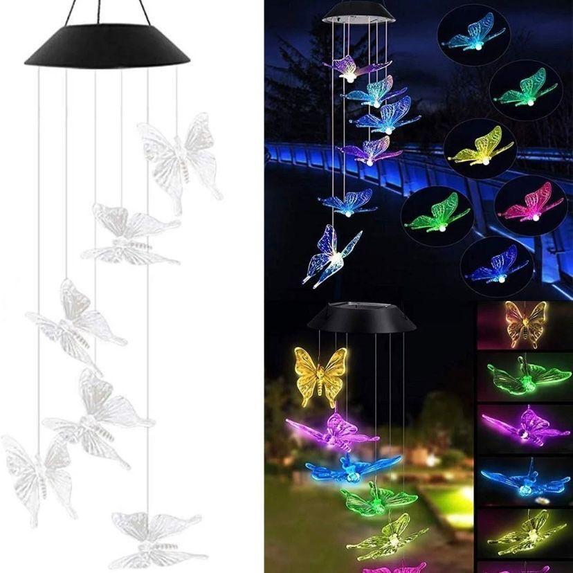 Solar Windspiel Schmetterlinge LED Gartendeko Balkon