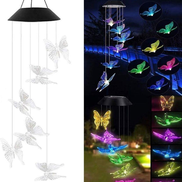 Solar Windspiel Schmetterlinge LED Gartendeko Balkon