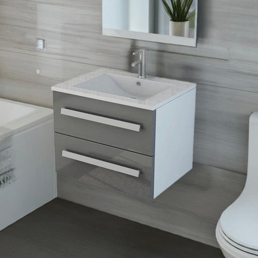 Badset Arosa II Hochglanz mit Keramik-Waschbecken & Soft-Close