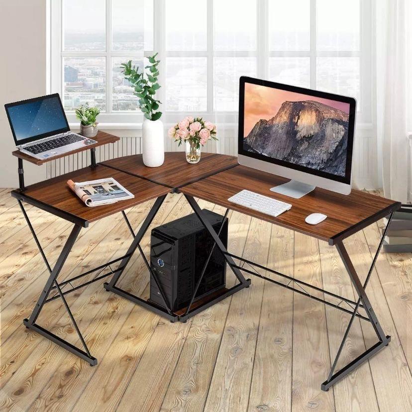 Schreibtisch L Form Eckschreibtisch Computertisch Monitorständer