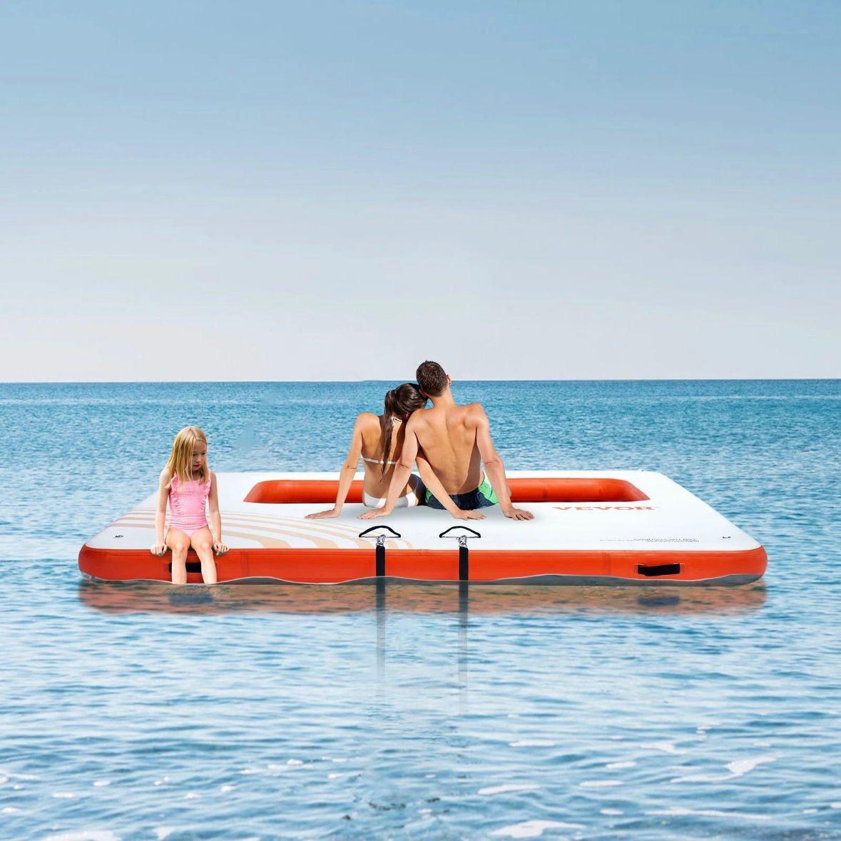 Aufblasbares Schwimmdock mit Trampolin-Netzpool 3,04×3,04m