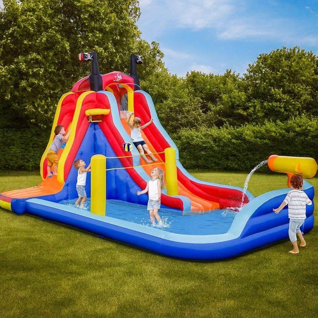 Aufblasbare Hüpfburg Piratenschiff 5-in-1 mit Rutsche & Wasserpark