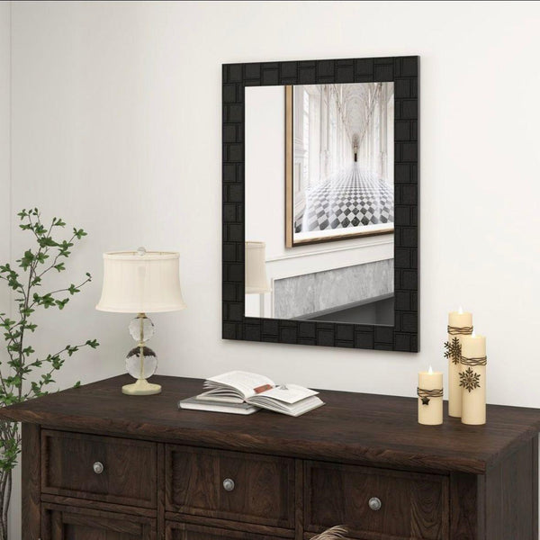 Wandspiegel Schwarz Holzrahmen Rechteck Spiegel 80x60 Modern
