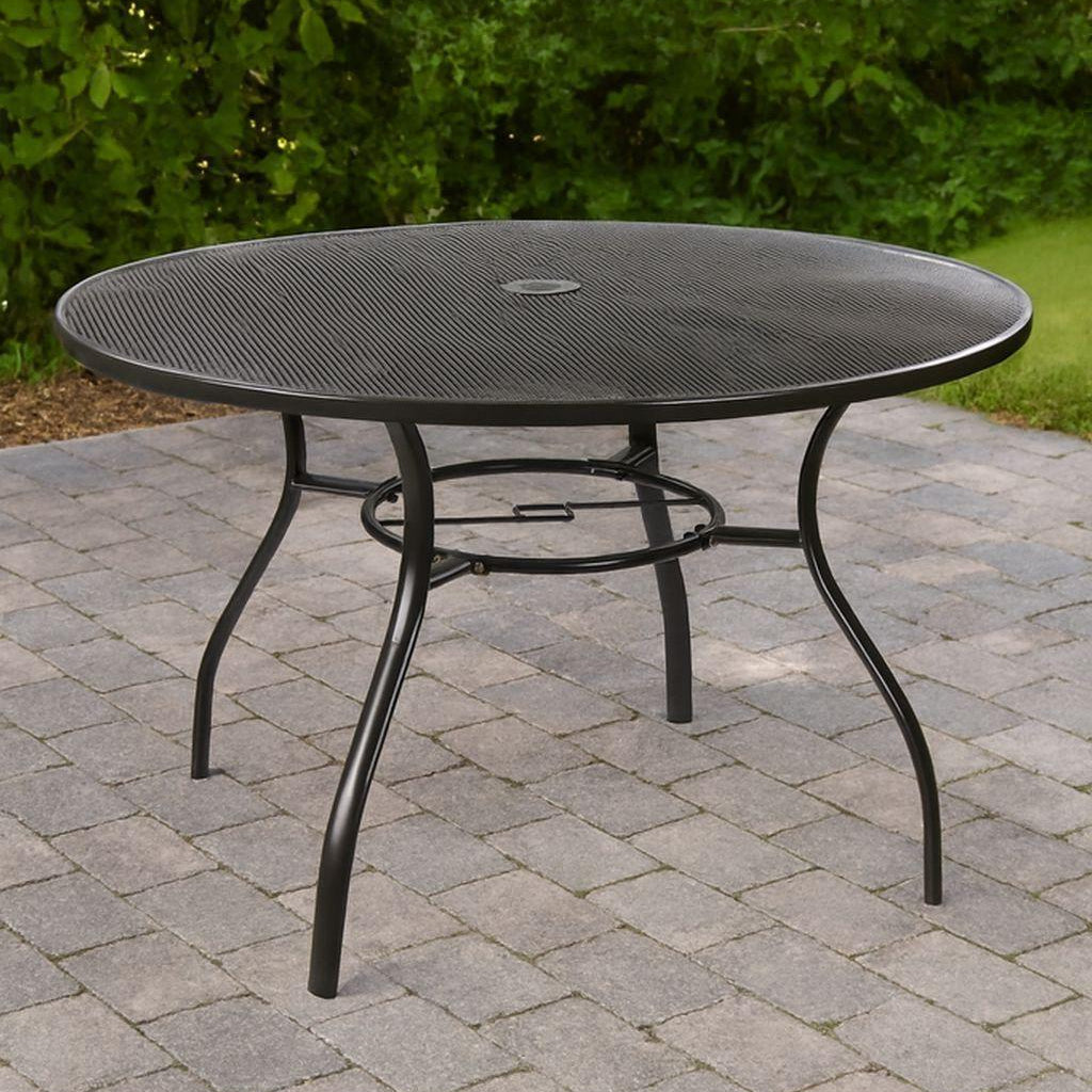 Gartentisch rund Metall 120cm Anthrazit mit Sonnenschirmloch