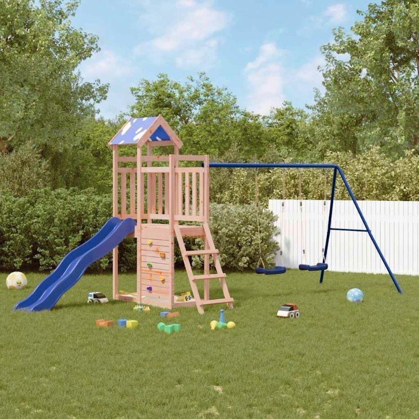 Spielturm mit Rutsche & Doppelschaukel aus Holz