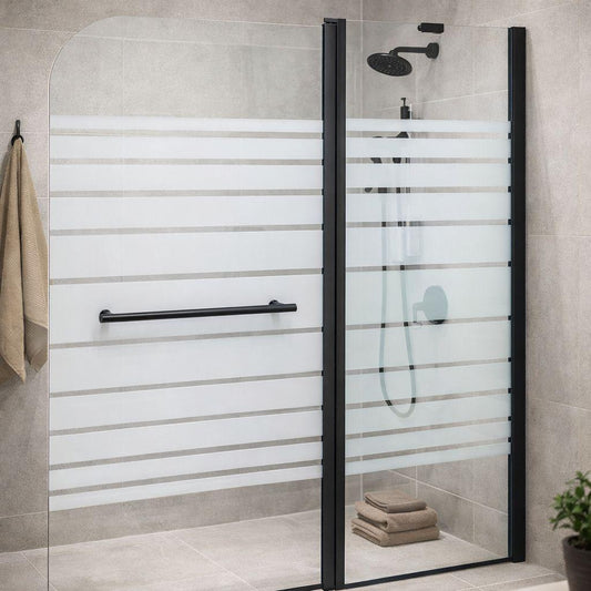 Badewannenaufsatz 120×140cm Schwarz Duschwand aus Sicherheitsglas