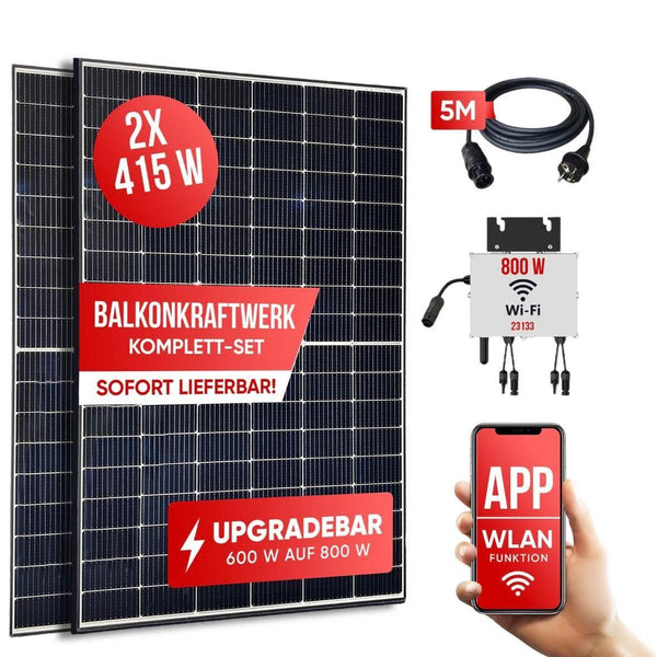 830W Balkon Solaranlage mit 800W Wechselrichter WLAN Plug & Play