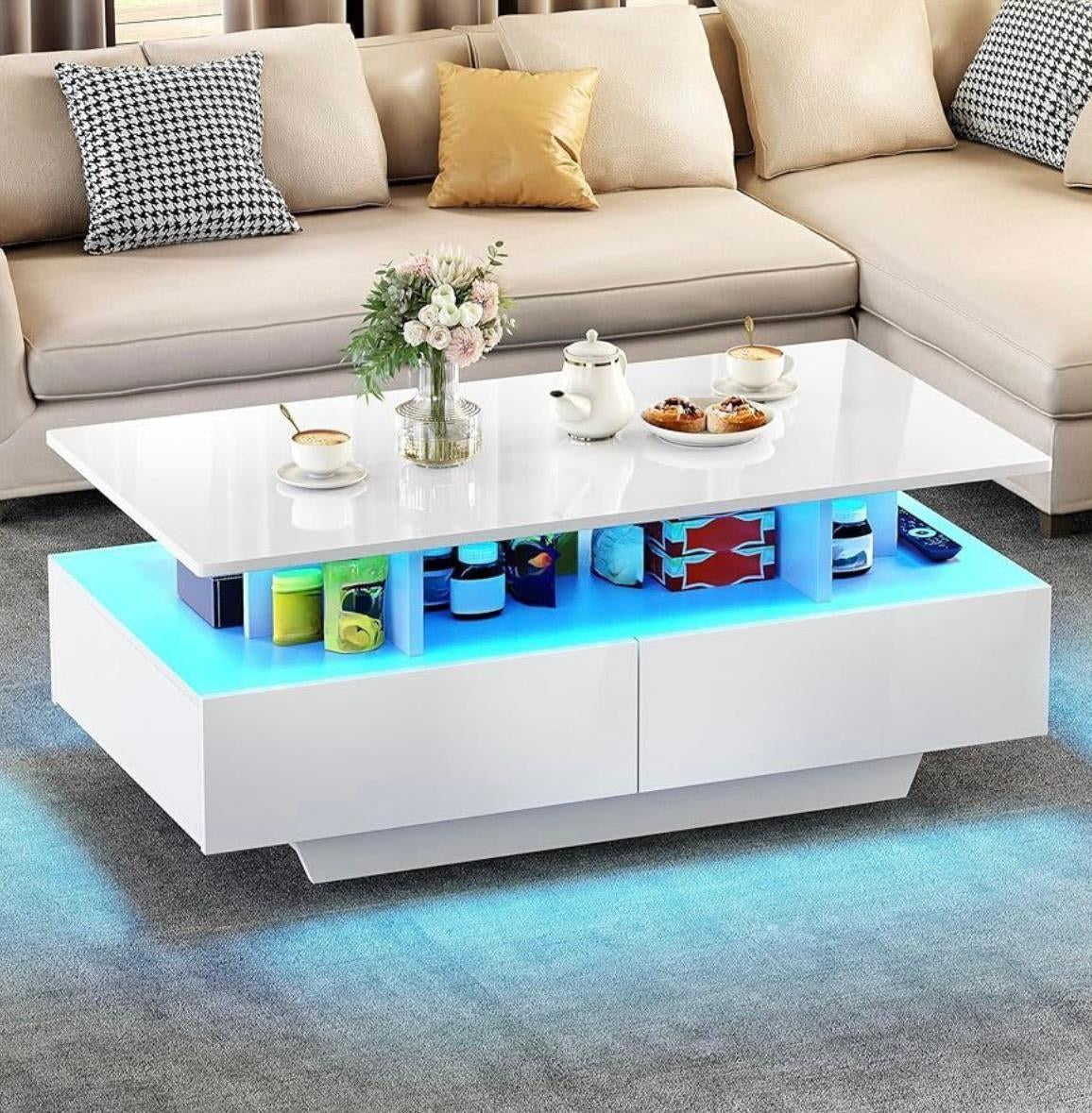 LED Couchtisch Weiß