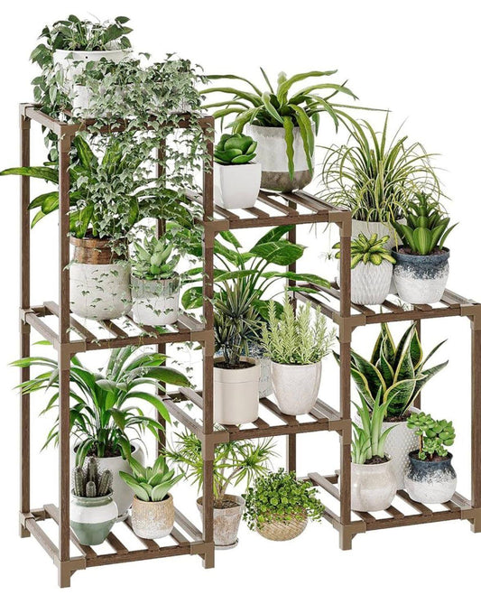 Pflanzenständer Holz Leiter Blumenregal Pflanzenhalter Indoor Outdoor