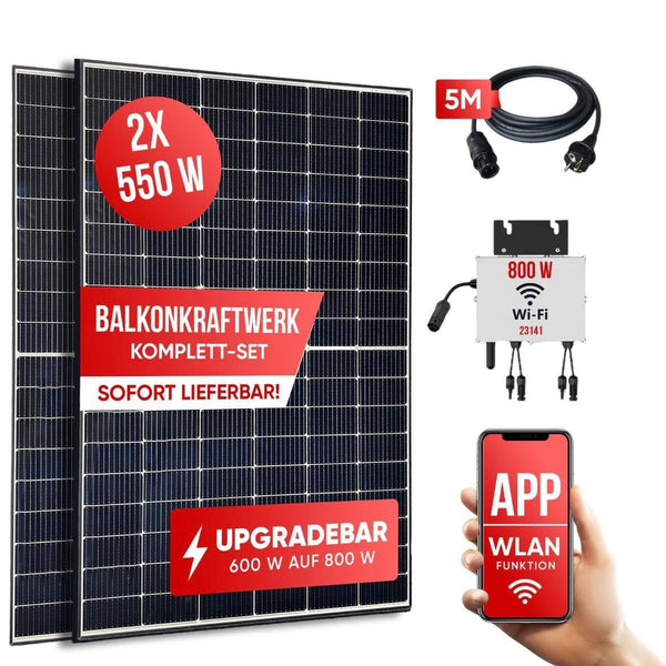 1100W Balkon Solaranlage mit 800W Wechselrichter WLAN